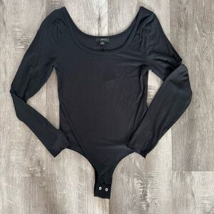 J.Crew NWT Women’s Black Solid Stretch Long Sleeve Scoopneck Bodysuit